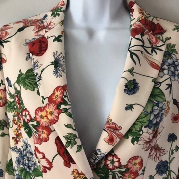 Zara Size S Floral Print Button Front Blazer Jacket SM Pockets Lined Art to Wear - Picture 3 of 16